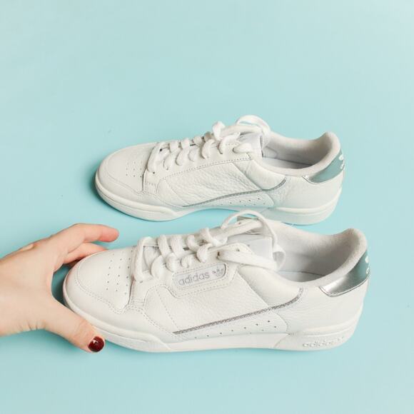 NWT Adidas Continental 80 White Leather Silver Sneakers Size 7.5 Y2K - Picture 3 of 7